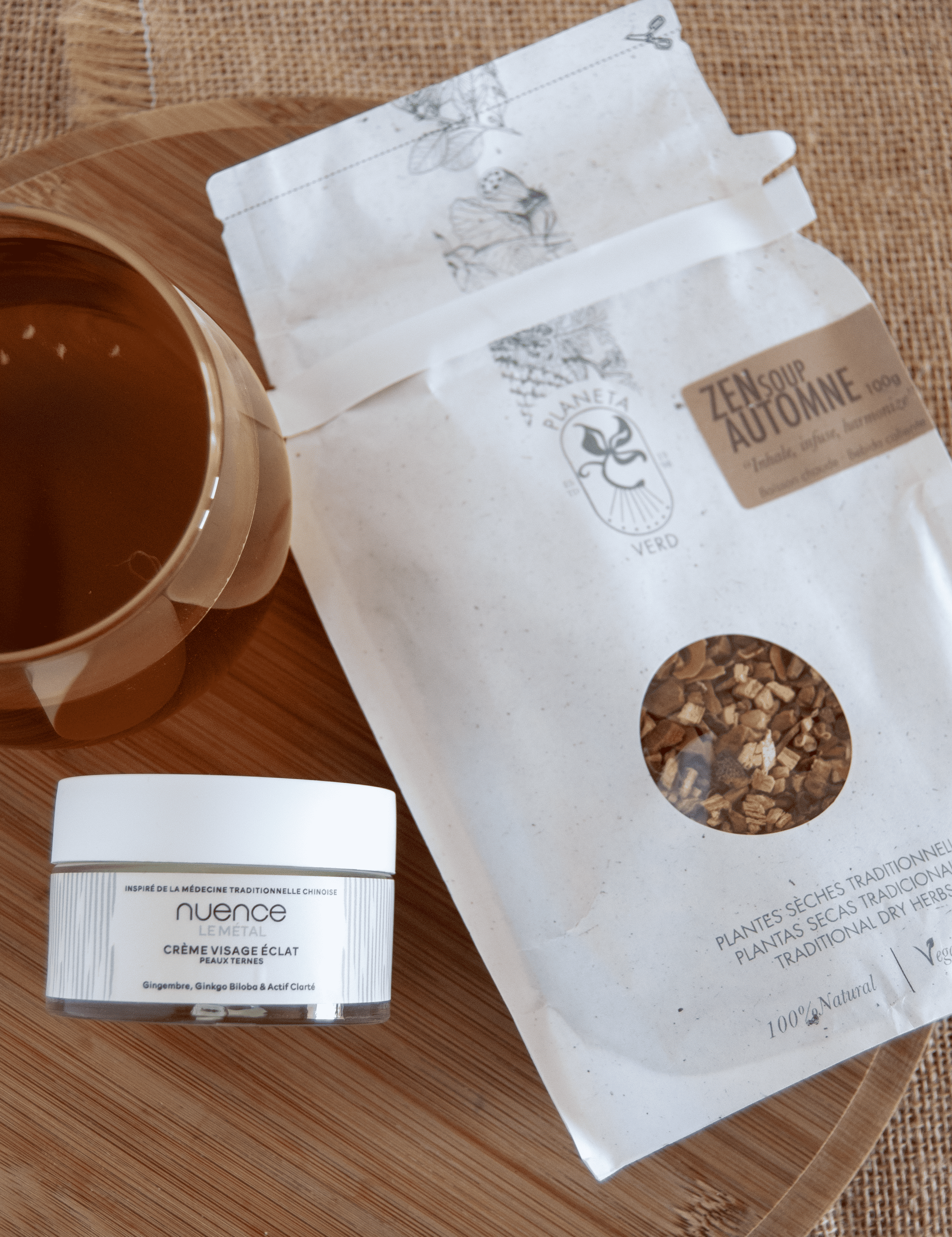 duo automne crème visage éclat nuence-mtc infusion zen planetaverd