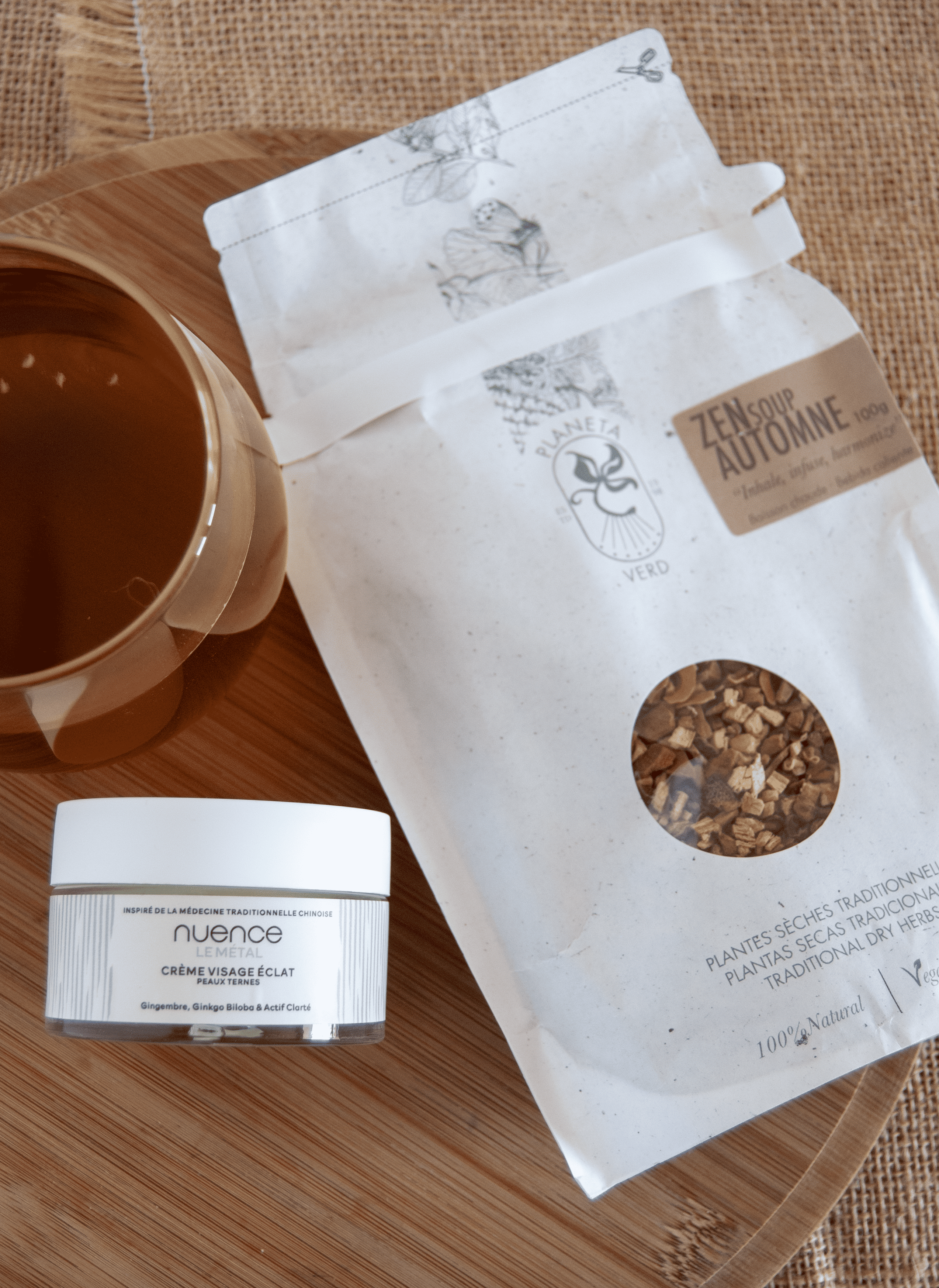 duo automne crème visage éclat nuence-mtc infusion zen planetaverd