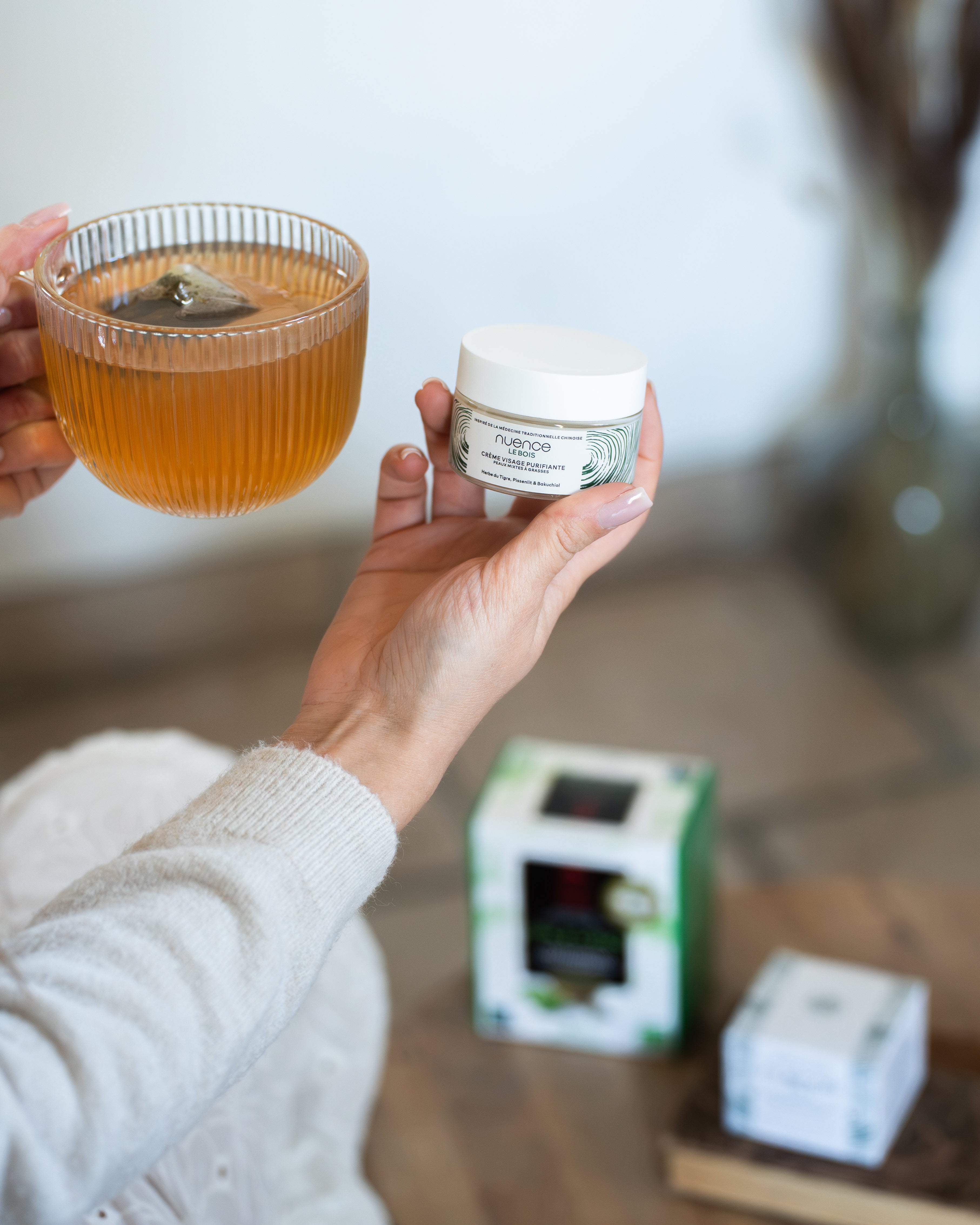 duo antioxydant thé vert thé de la pagode et crème visage purifiante nuence-mtc