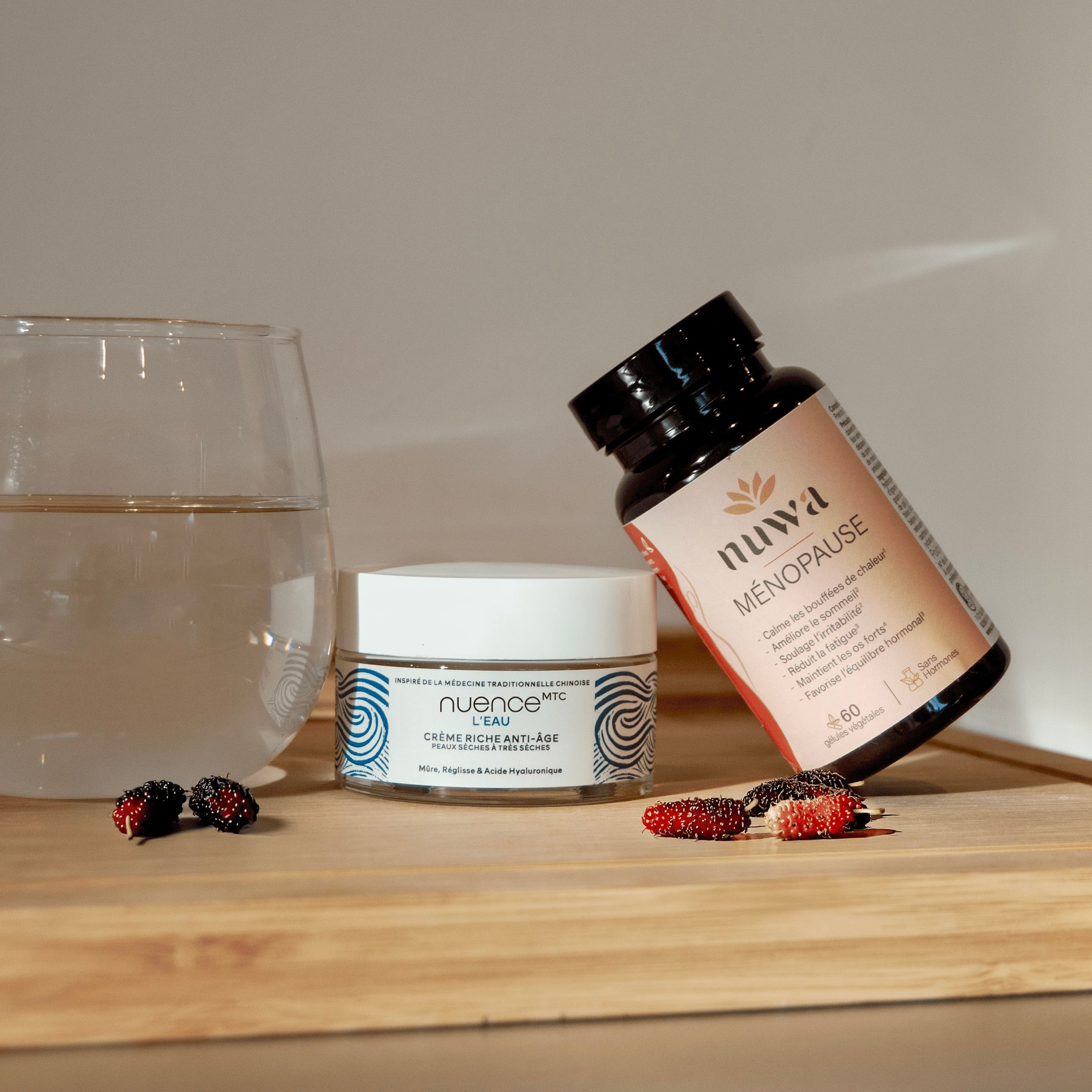 Nuwa x Nuence MTC équilibre féminin complément ménopause crème riche anti-âge